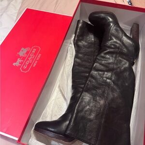 Coach leather high heel boots